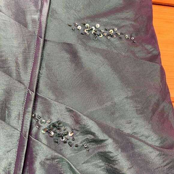 Beaded Green Purple Iridescent Ballgown Dress Formal Prom Sweetheart Maxi 16 - Picture 7 of 7